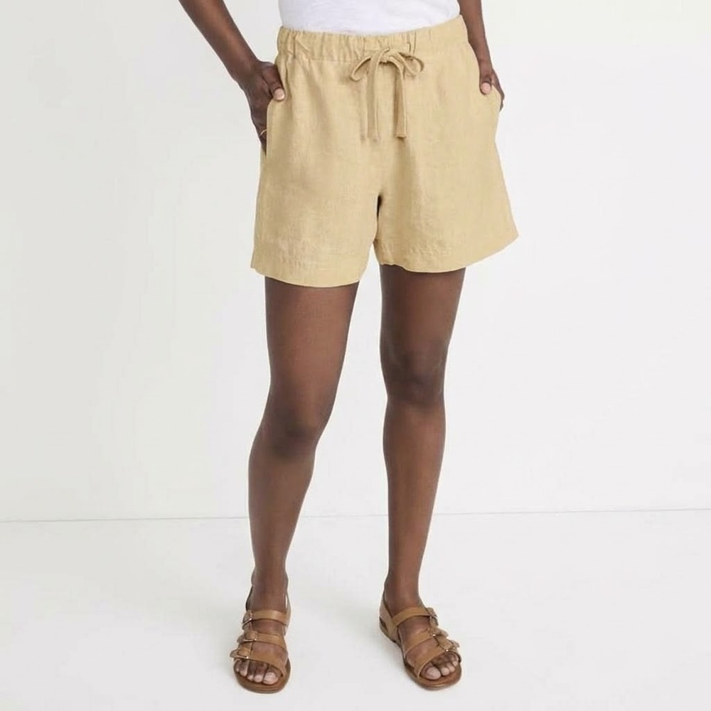 Vince Drawstring Pull On Shorts Women XS Tan Hemp Elastic Waist Casual Beach